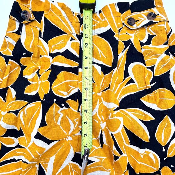NWT Who What Wear Sz 8 Linen Yellow Black White High Rise Paper Bag Shorts - Picture 3 of 9
